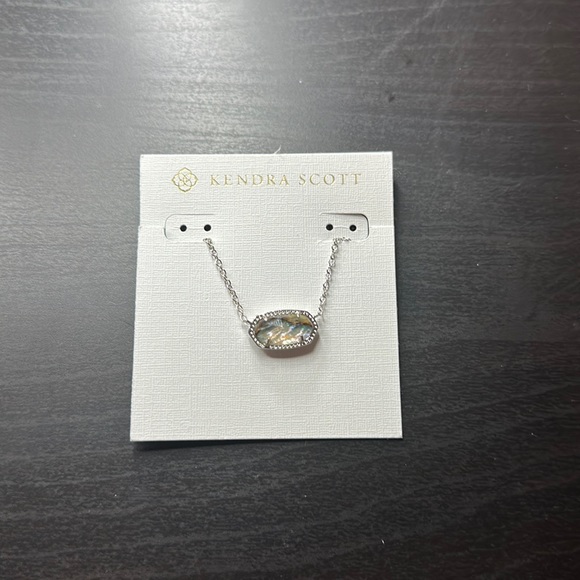 Authentic KENDRA SCOTT Elisa 454 Rhodium Necklace Abalone Shell Pendant - Picture 2 of 5